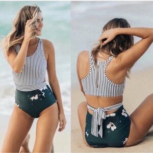 Albion Fit Striped Floral Women's Swimsuit